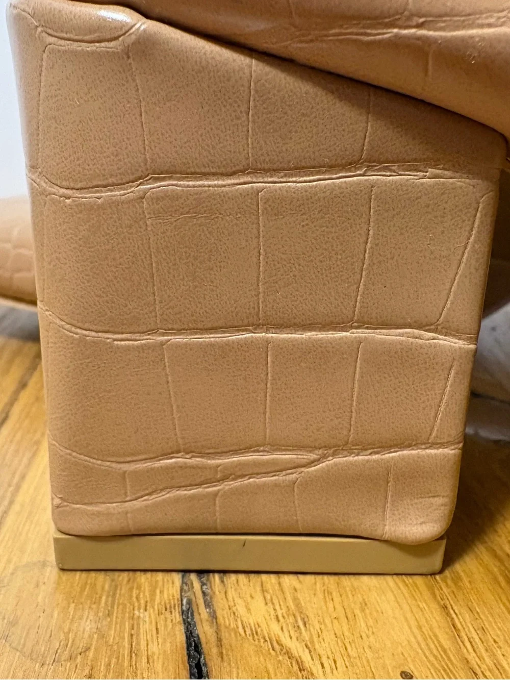 French Connection || Tan Crocodile Embossed Ankle Boots Block Heel Sz 9